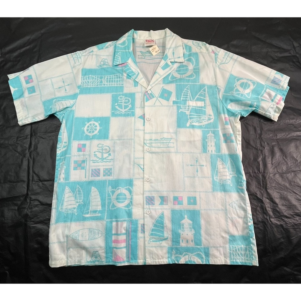 Vintage NOS Barefoot In Paradise Mens L Shirt 1986 Disney Tag Nautical HTF Print